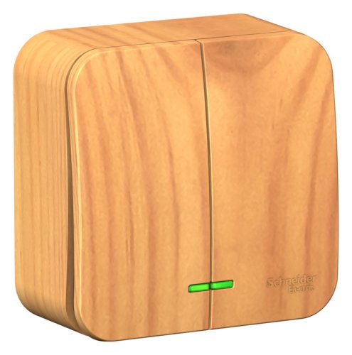 Выключатель с подсветкой накладной Systeme Electric Blanca 2-кл. ясень картинка